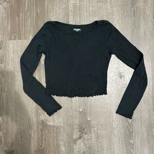 Wild Fable Black Long Sleeve Crop Top